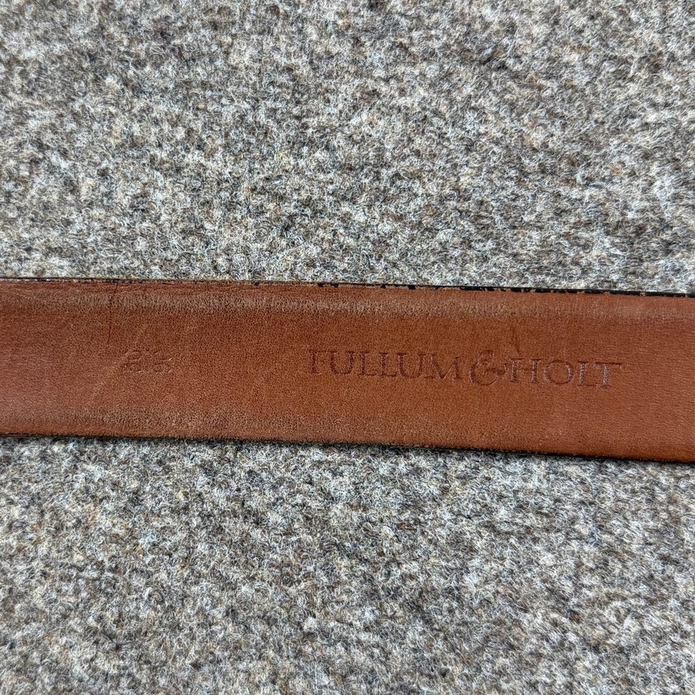 Fullum & Holt Brown Genuine Leather Belt Mens Size 36 Silver Toned Square Buckle - Picture 3 of 11